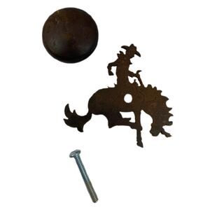 Metal Bronco Rider Drawer Knob Pull Rust Patina Reversible Horse Western Rustic